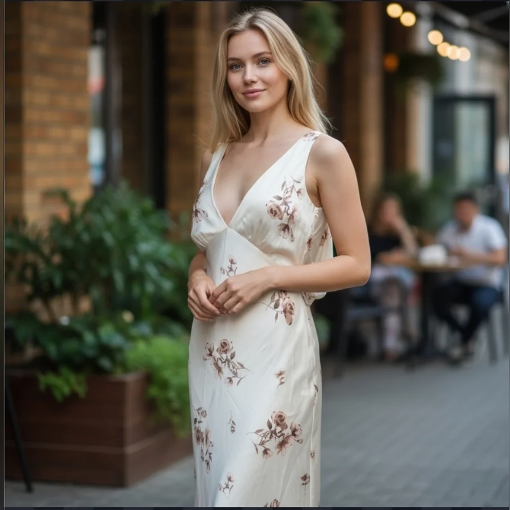 Floral Cream Maxi Dress. NWT - Picture 2 of 10